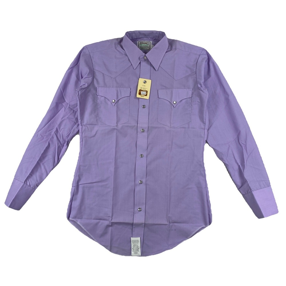 Vintage H Bar C Ranchwear Western Pearl Snap Shirt Men's 15 34 Purple USA NWT
